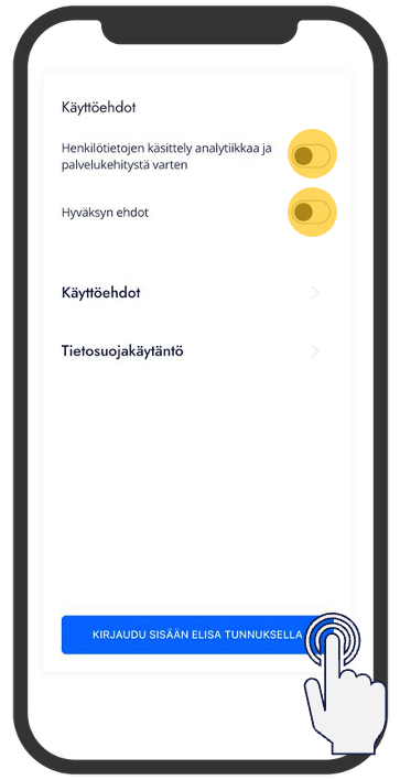 Käyttäjäehtojen hyväksyminen